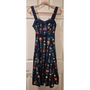 Disney Parks It's a Small‎ World Dress NWT XS Navy Multicolor Floral Belt